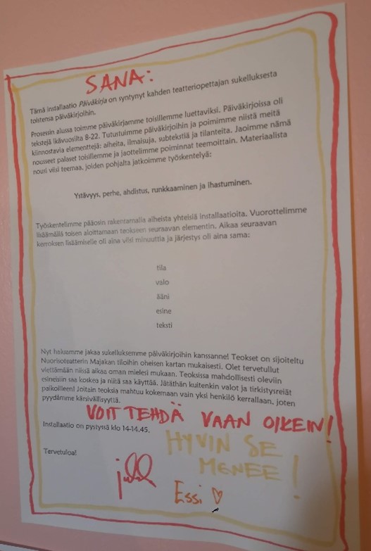 Installaatikokoelman kartta ja ohjeet.